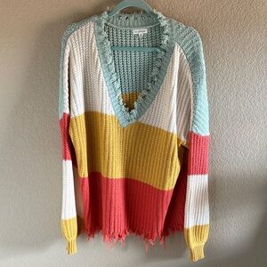 Blu Pepper Colorful V-Neck Sweater